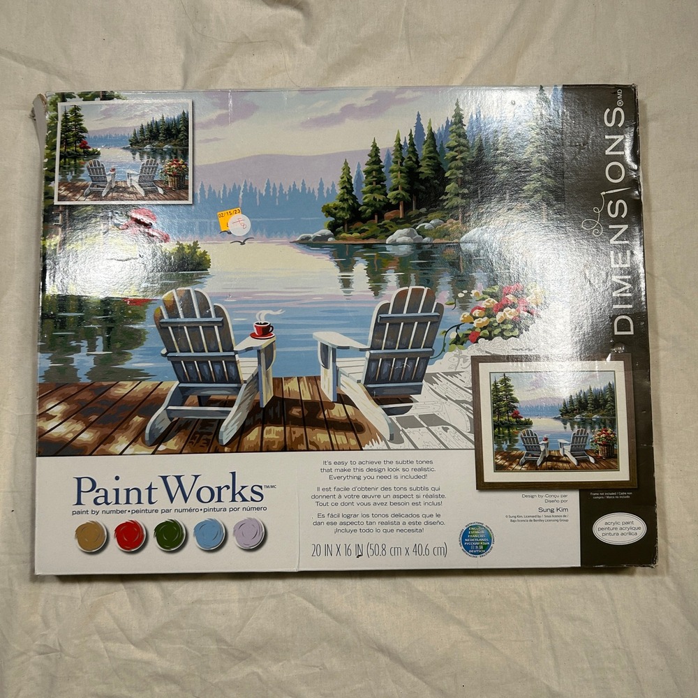 Dimensions PaintWorks Lake Reflections Paint by Number Kit Sung Kim 20x16 91729